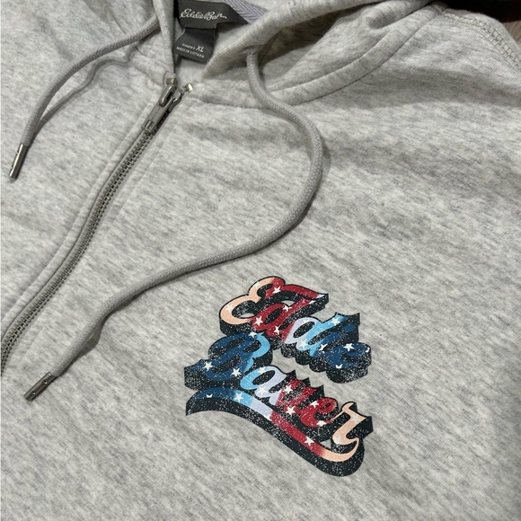 Eddie Bauer EB Retro Logo Graphic Full-Zip Hoodie Sweatshirt Gray Size XL - Picture 2 of 12